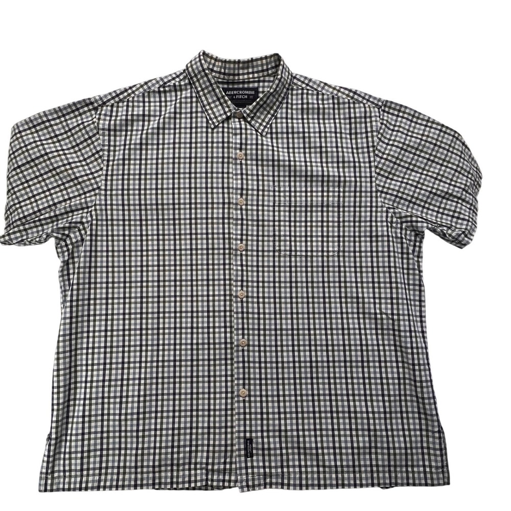 Vintage Abercrombie & Fitch Men's XL Plaid Short Sleeve Button‎ Down Shirt heavy
